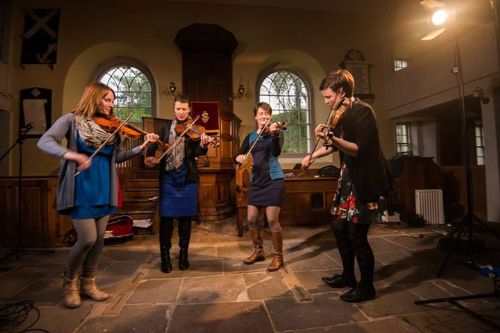 Rant record their album in the East Church, Cromarty